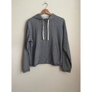 Everlane Hooded Knit Top Womens Medium Striped Blue White